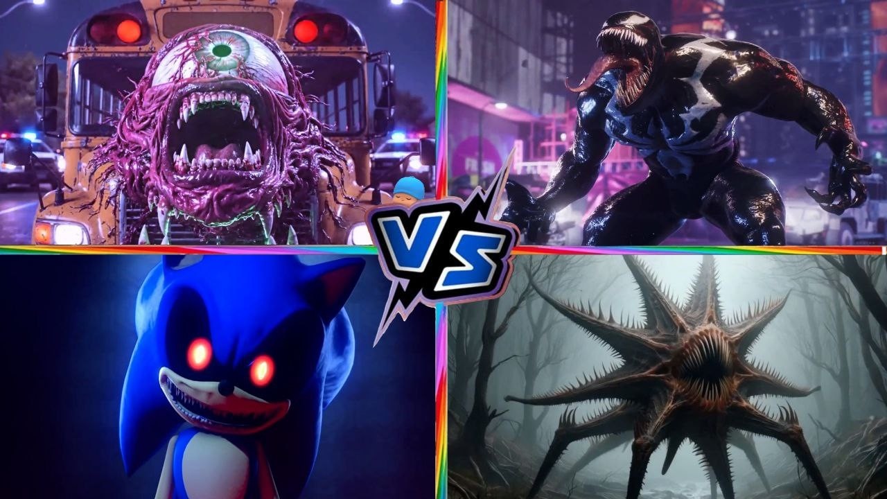 BUS MONSTER 🚌💀 🆚 VENOM FINAL FORM 🕷️ 🆚 SONIC.EXE 🔵💀 🆚 STAR MONSTER ⭐ | Coffin Dance Monster  Battle