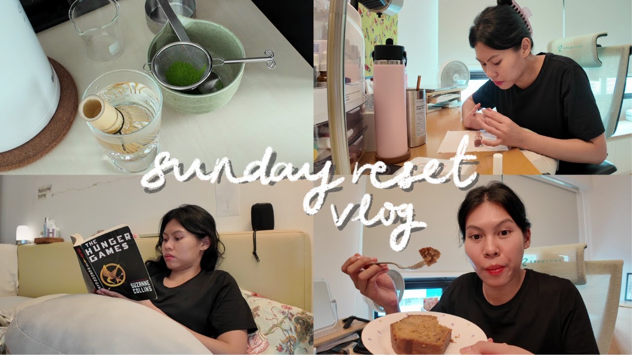 🌱 sunday reset vlog 007 | ⛈️ a quiet rainy day, 🍵 making matcha, 📖 reading