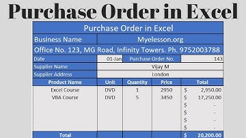 Make Purchase Order in Excel