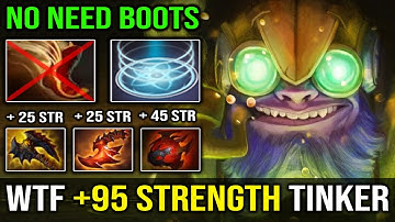 100% NEW META! Super Tank Max Strength Tinker with Free Teleport No Boots Nonstop Gank ALL Dota 2