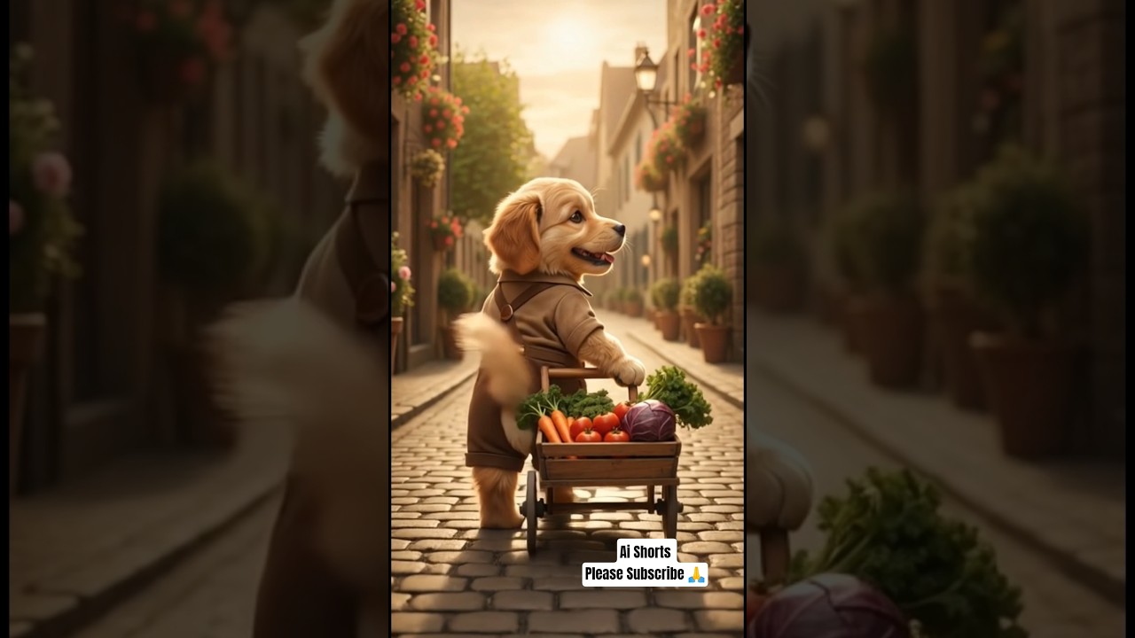 Poor Baby Dog Sells Vegetables & Walks Home Happy 🐶❤️