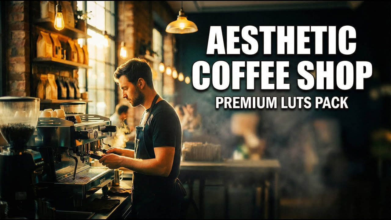 Aesthetic Coffee Shop Cinematic Warm Film LUTs Pack ☕🎞️ | Cozy Cafe Color Grading for Videos