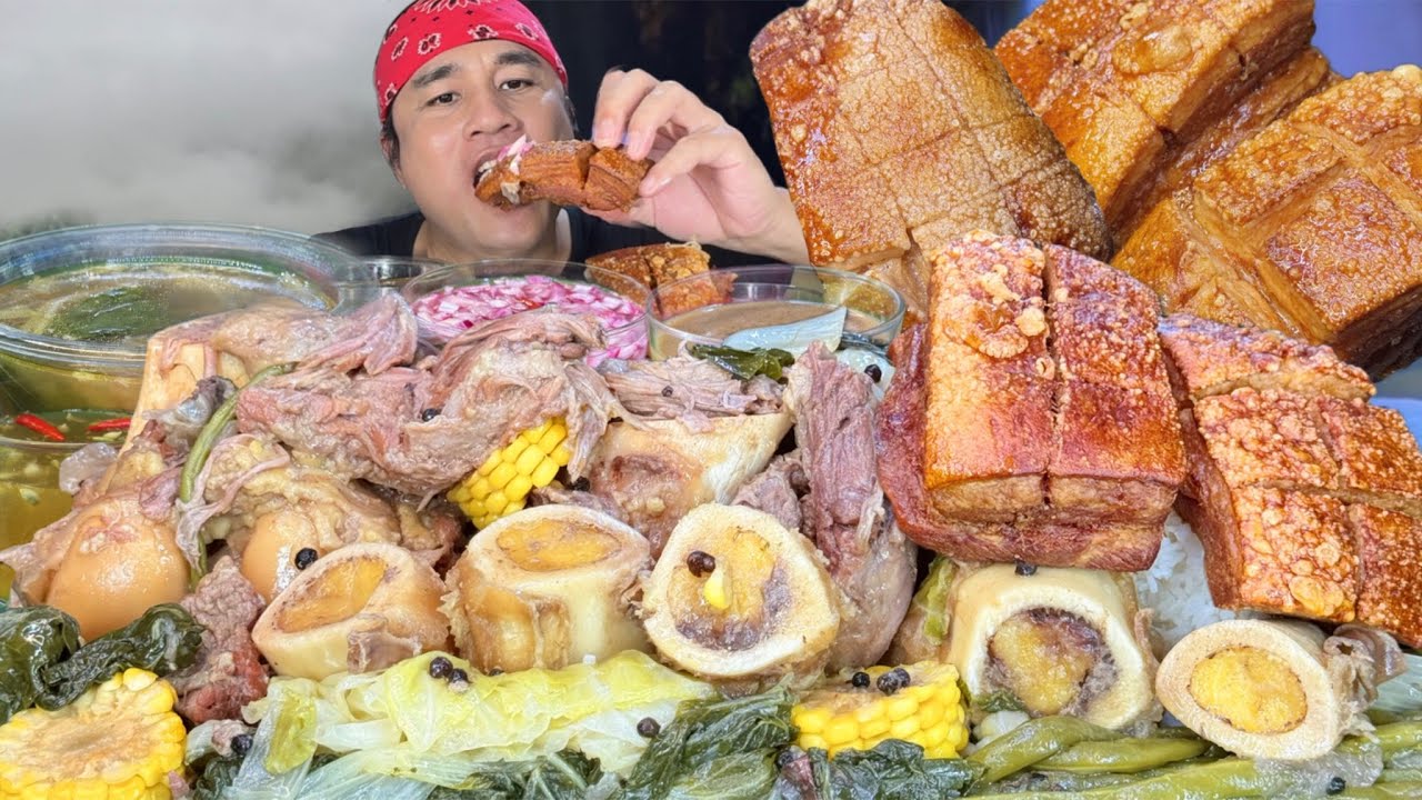 Putok Batok Mukbang Bulalo Bone Marrow & Crispy Lechon Kawali Mukbang Eating Show 