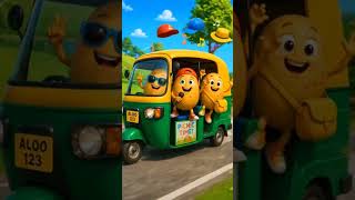 Teen Mote Aloo Ki Super Fun Picnic Ride 😂🥔🎉 | 3d funny Cartoon | Hindi Rhyme