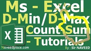 MsExcel - Dmin DMax DCount DSum | Function / Formula Tutorials
