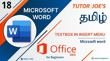 Text Box Options in Insert Menu Microsoft Word in Tamil  | MS Word in Tamil  Office 365