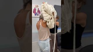 Behind the scenes. Checking on the ultra chunky jumper while still being knitted  #fashion #knits