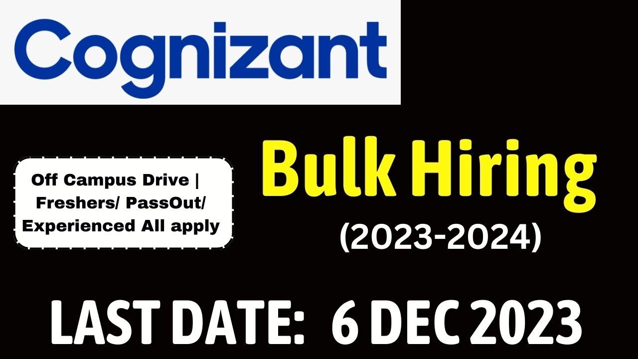 Cognizant Mass Hiring Start | Cognizant Off Campus drive fresher ...