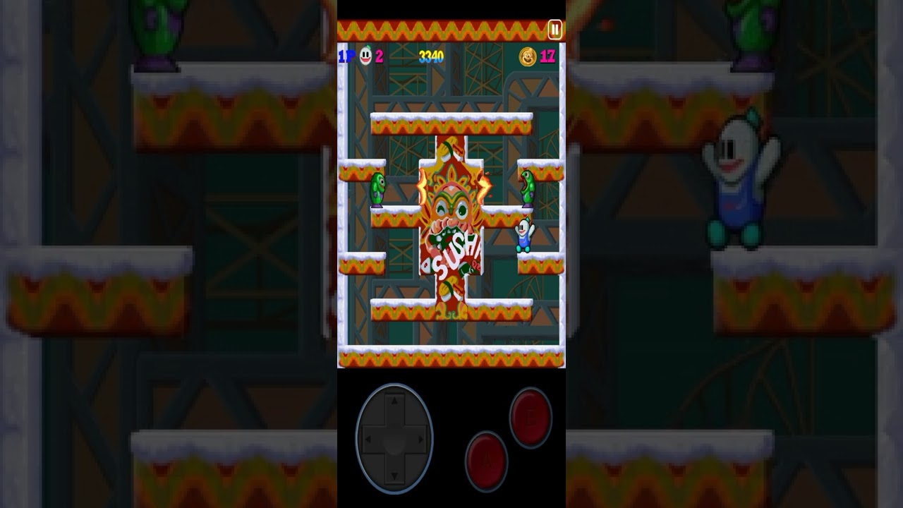 Snow bros game🎮 |Nick snow bros fight with big monster 👹| snow ❄️ bros gameplay video