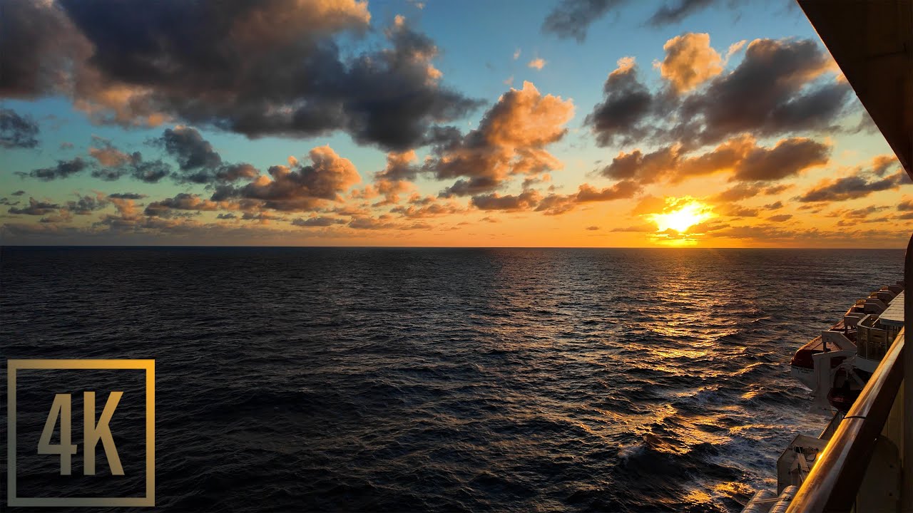 🚢 4K Cruise Ship Sunset Ambience 🌅 | Balcony Ocean Views + ASMR Waves | Sleep, Study, Relax, Anxiety
