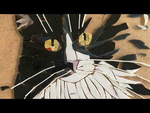 Kismet On Blue Rug Cat Mosaic WIP By Terri Allen Art 