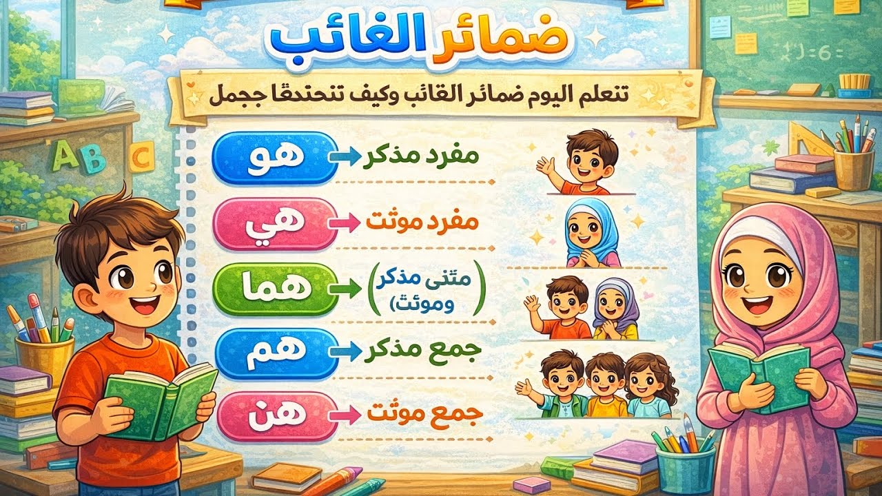 شرح درس ضمائر الغائب لغة عربية الصف الثاني الابتدائي