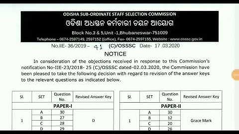 REVISED ANSWERKEY JUNIOR CLERK OSSSC