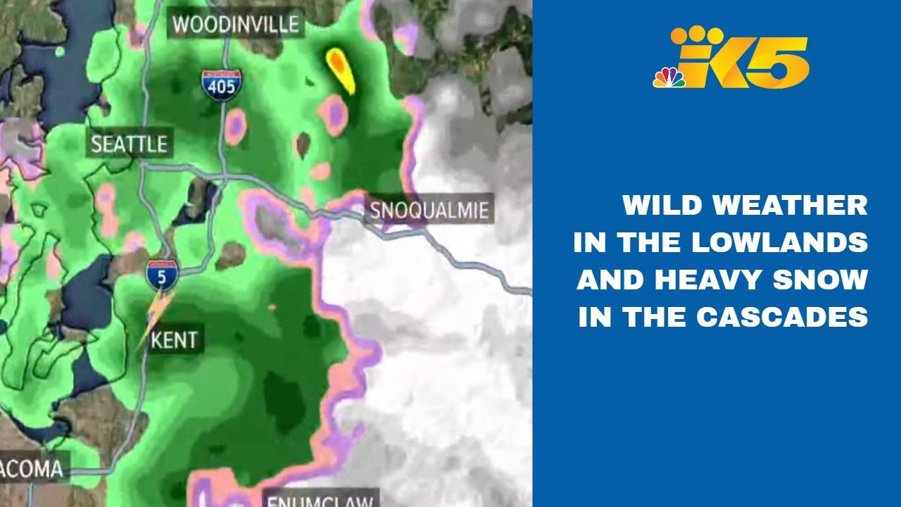 Wild weather in the lowlands and heavy snow in the Cascades - YouTube