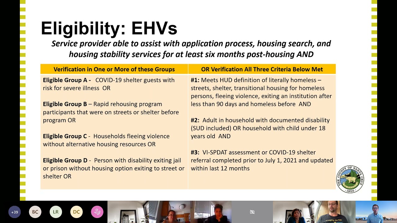 Emergency Housing Voucher EHV Mainstream Voucher Eligibility and