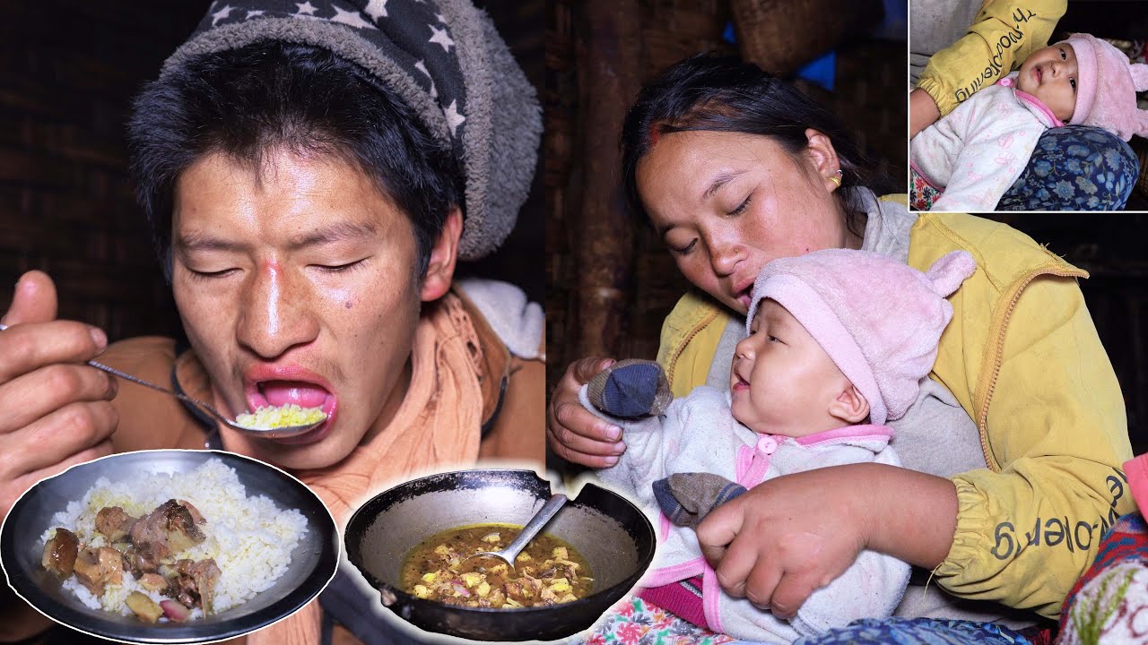 Jina singing song & making dance Jonson || Boil pork curry at meal