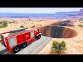 Flatbed Trailer Truck Potholes Transport Car Rescue - Cars vs Deep Water - BeamNG.drive #1