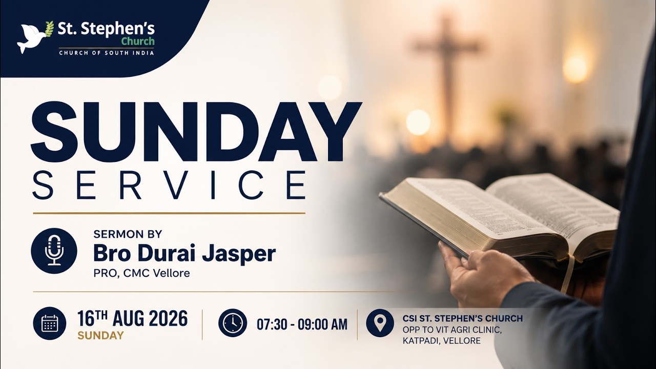 Sunday service LIVE with CSI St. Stephen's, Vellore | 16th August 2026
