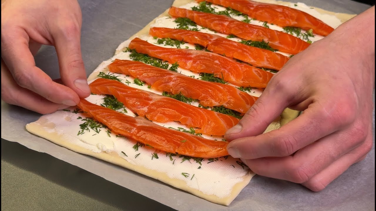 Eine festliche Lachs-Vorspeise in nur 10 Minuten! Hergestellt aus Blätterteig!