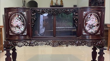 Mẫu Tủ Chè Gụ Cánh Cong Khảm Ốc Cảnh Văn Vương Cầu Hiền