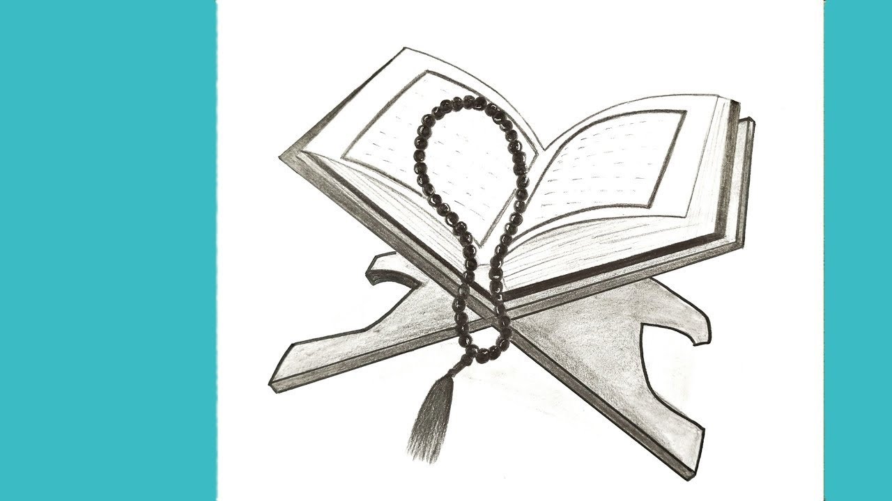 How to draw Quran with 4 Dots | Al Quran Drawing Tutorial | Art Video || how to draw Quran