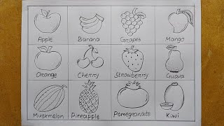 Different Types Of Fruits Drawing Easy How To Draw 12 Different Types Of Fruitspencil Drawing Easy