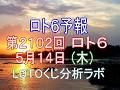 【宝くじ】ロト6予報。第2102回5月14日（木）。