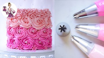 Wilton Tip 1M Pink Ombre Rosettes Cake | Swiss Meringue Buttercream