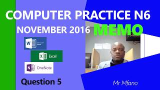 N6 Computer Practice 2016 Memorandum Question 5 MS Word