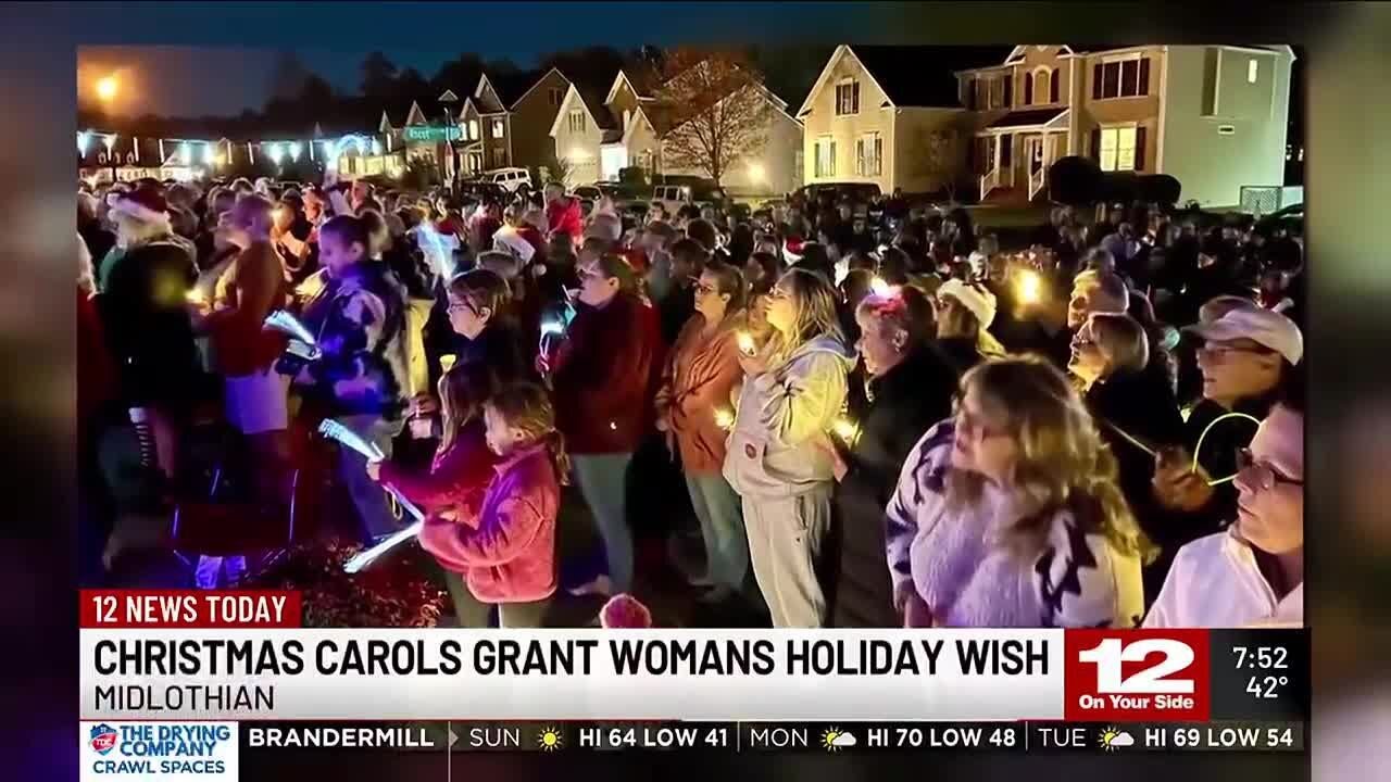 Hundreds show up to sing Christmas Carols for woman diagnosed with ALS