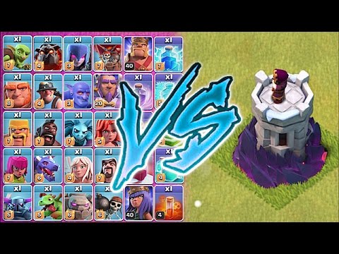 ALL TROOPS Vs. ONE LVL 10 WIZARD TOWER!! 🔸 Clash of clans Trolling!!