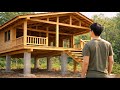 The man built a stunning STONE and WOOD house in the forest | From beginning to end