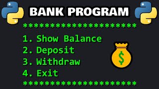 Let's code a beginner's Python BANK PROGRAM