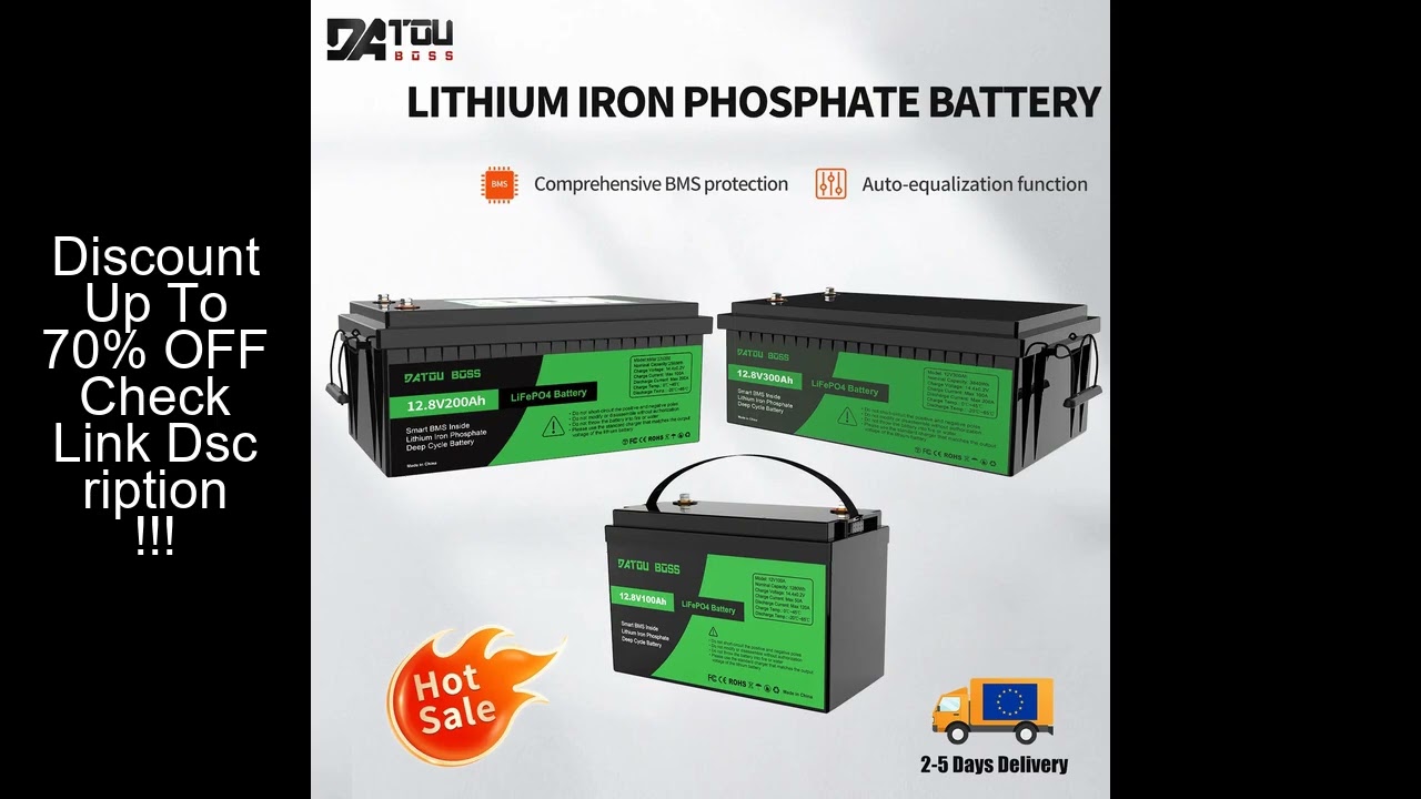 DATOUBOSS 12V100Ah Deep Cycle Lithium Iron Phosphate Battery Built-in Intelligent BMS For RV Golf Ca