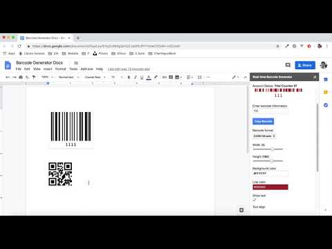 QR Code and Bar Code G Suite Add On for Google Docs