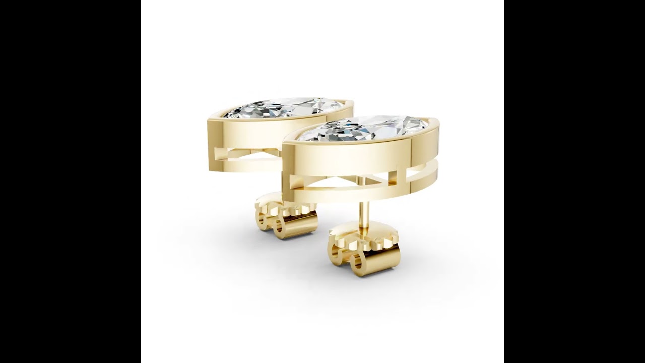 Marquise Cut Lab Grown Diamond Bezel Set Stud Earring