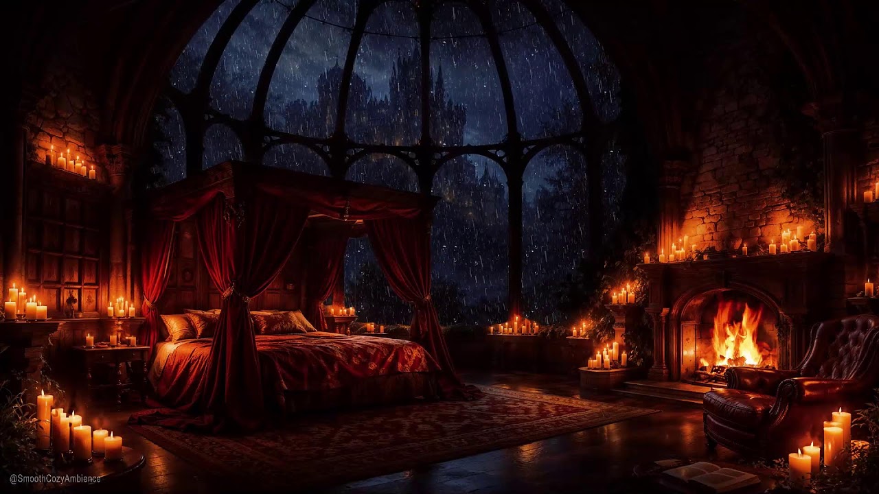 Sleeping in a Medieval Castle - Rainy Night With Thunder Sounds