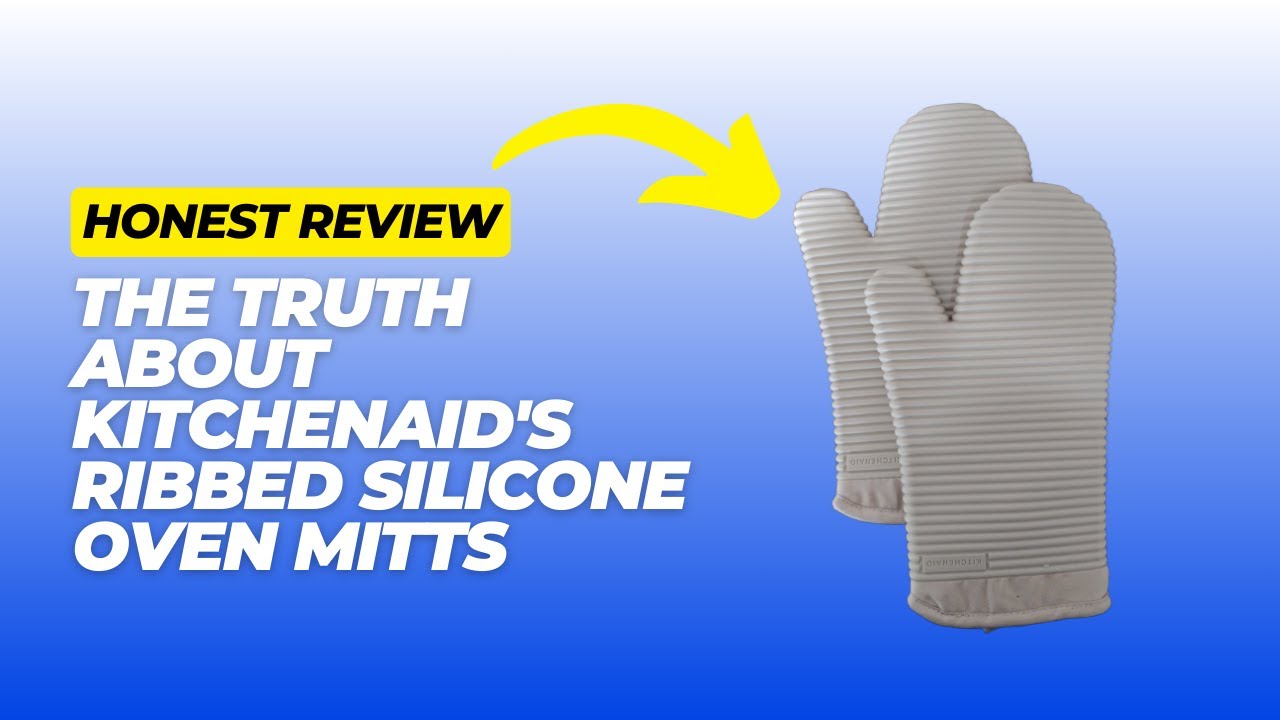 KitchenAid Ribbed Soft Silicone Oven Mitt Set, 7"x13", Milkshake 2 Count