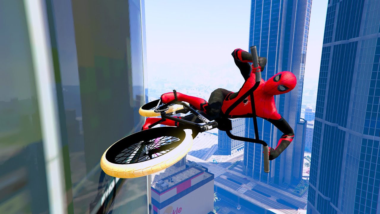 GTA 5 - Spiderman BMX Parkour Jumps Vol.11 (Euphoria Ragdolls)