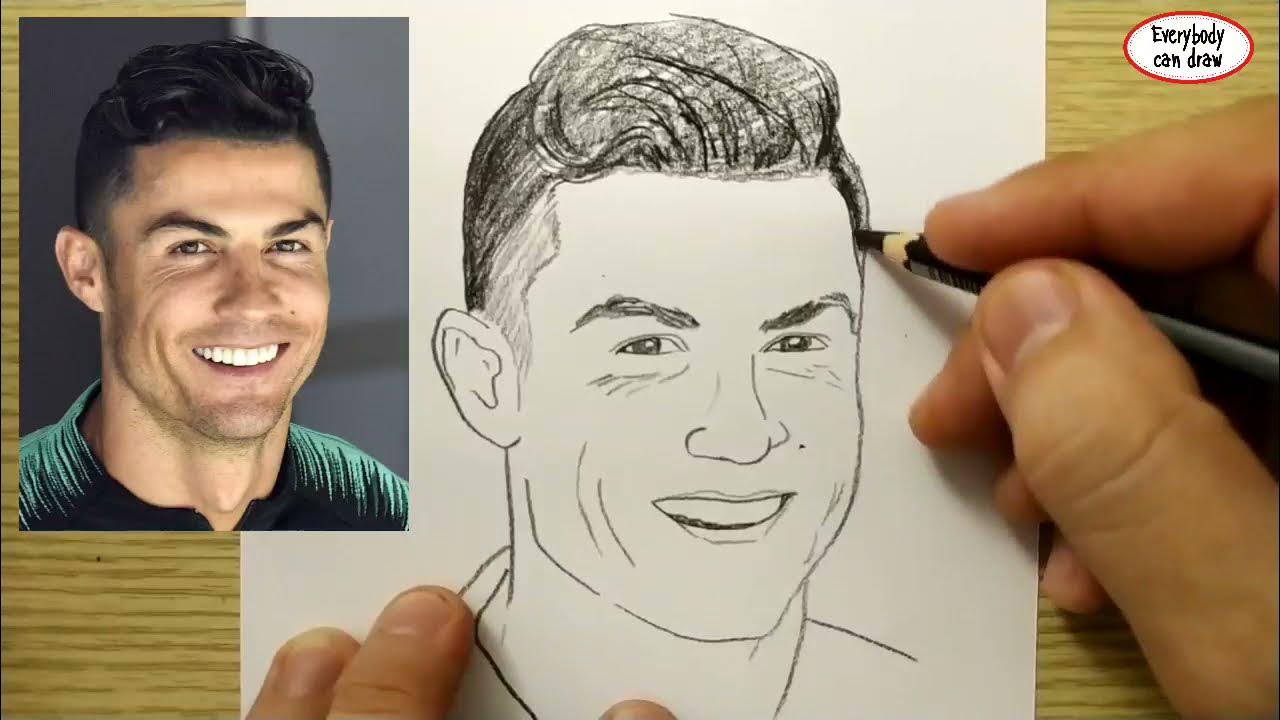 VERY EASY , How to draw cristiano ronaldo / cr7 , football player