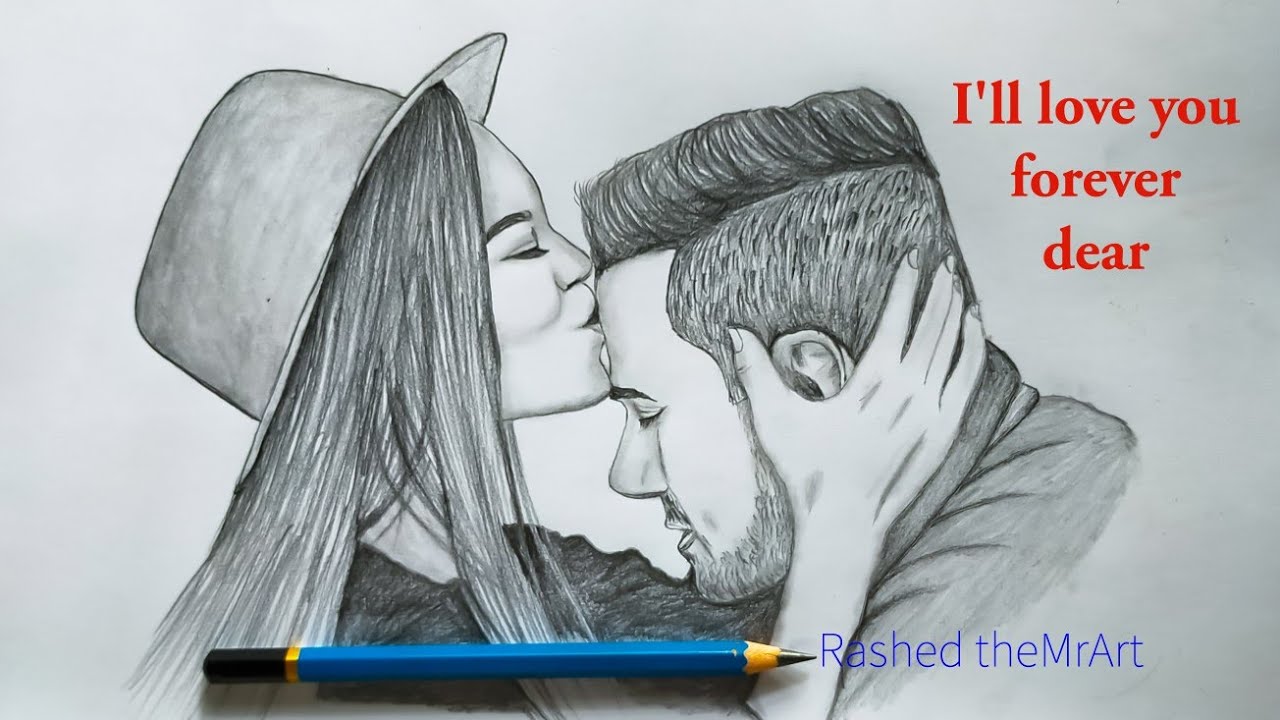 Valentine's Day Drawing, How to Draw a Romantic Couple ( Pencil Sketch  Drawing)