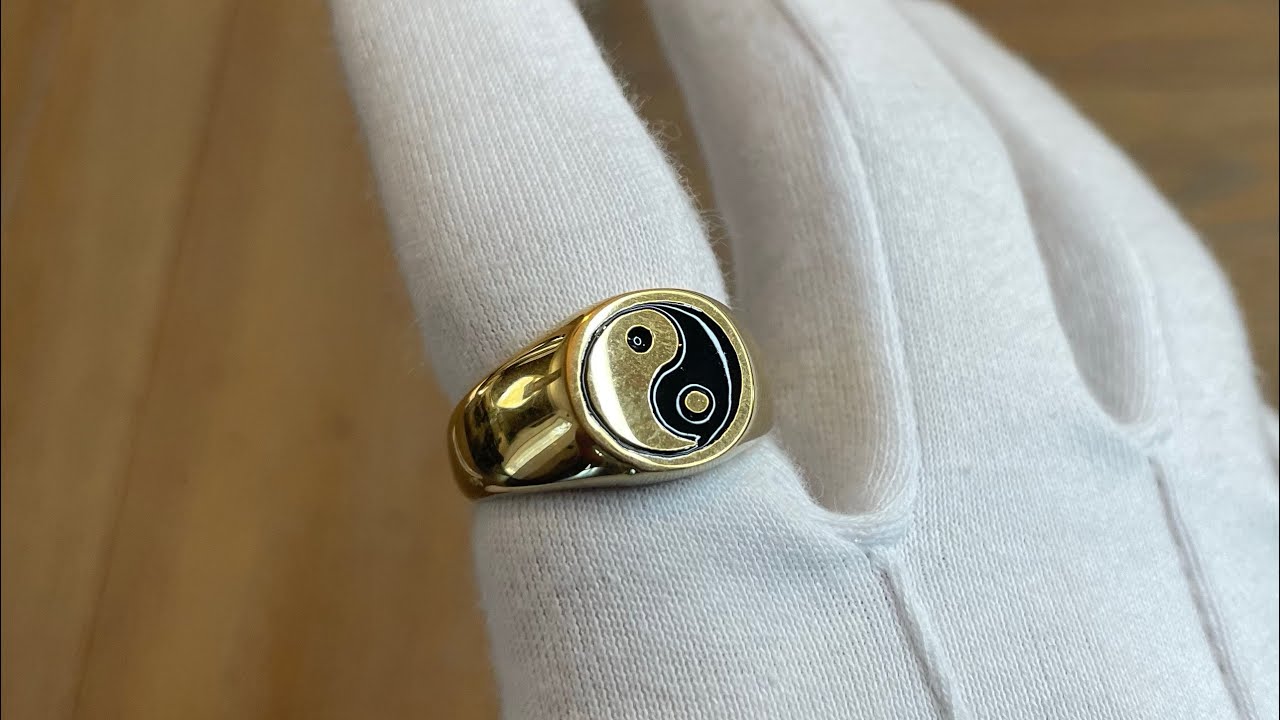 Dolly-Bijoux Bague Rhodié T54 Chevalière Jonc YING-YANG 10mm Argent