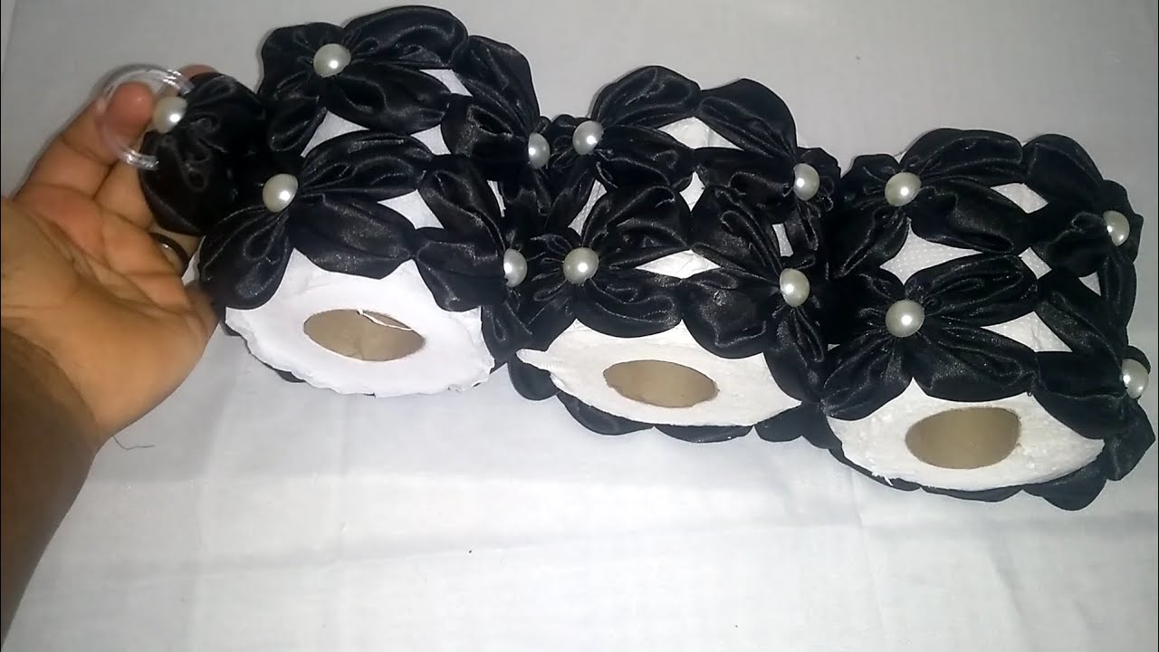 Porta papel higiênico de fuxico passo a passo (flor)