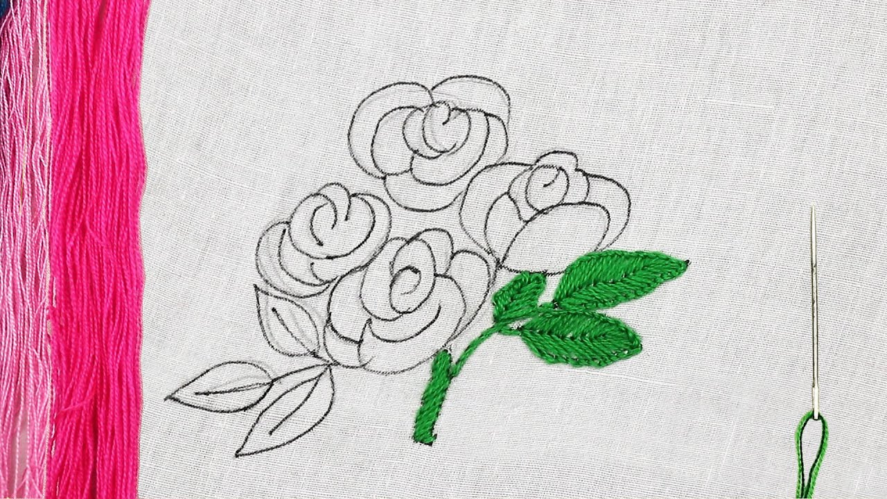 Special Hand Embroidery Designs of a 3D Rose Flower Hand Embroidery