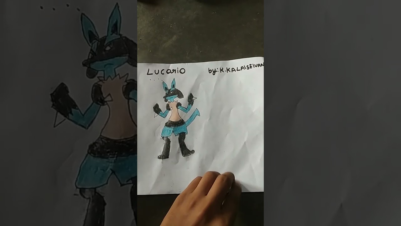 my drawing riolu   mega lucario