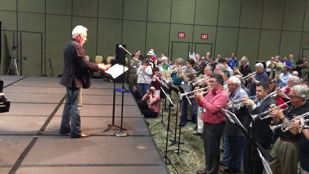 Doc Severinsen conducts mass trumpet ensemble