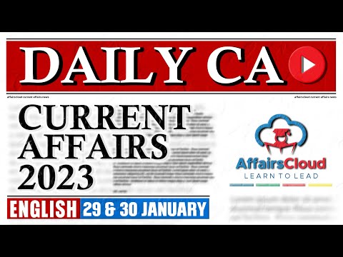 Current Affairs 29 & 30 January 2023 | English | By Vikas | Affairscloud For All Exams