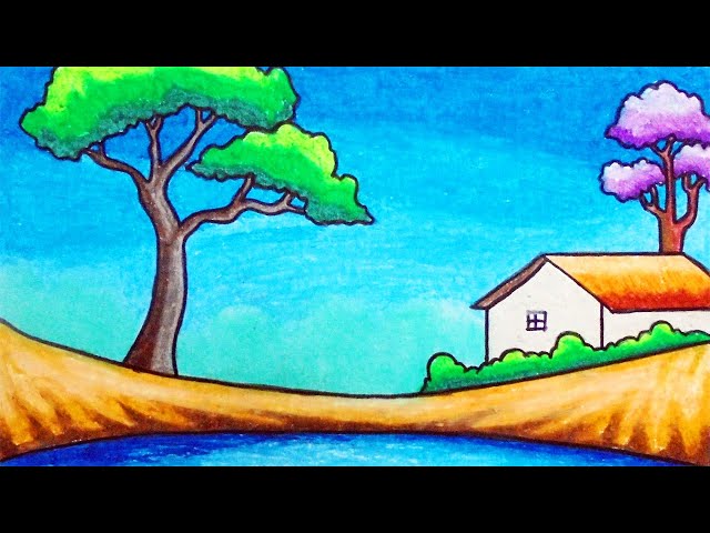 மலையடிவாரத்தில் அமைதியான வீடு..! #KidsTalentCorner | Nature scenery drawing  done by a kid - Vikatan