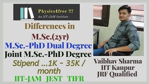 IIT JAM II Differences in M.Sc.(2yr), M.Sc.-PhD Dula Degree & Joint M.Sc.-PhD Degree