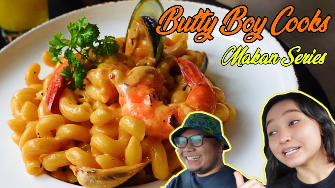 Butty Boy Cooks Spicy Seafood Mac & Cheese, Salted Egg Thin Crust